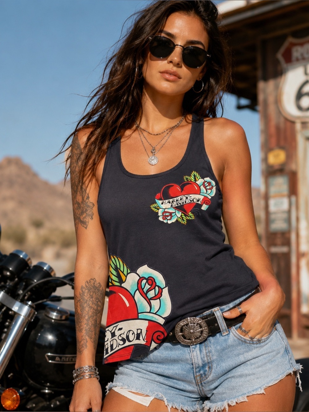 Y2K Harley-Davidson Tattoo-Inspired Razor Back Graphic Tank Ed Hardy Style